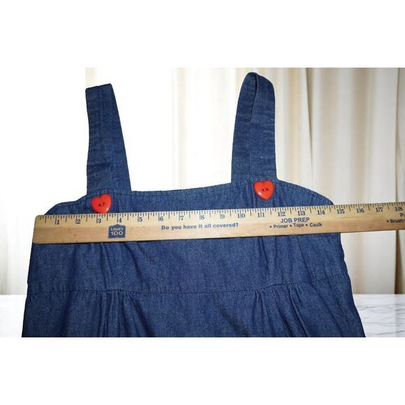 Monteau Denim Mini Dress Heart Button Pinafore Style Size XS/S - Picture 7 of 7